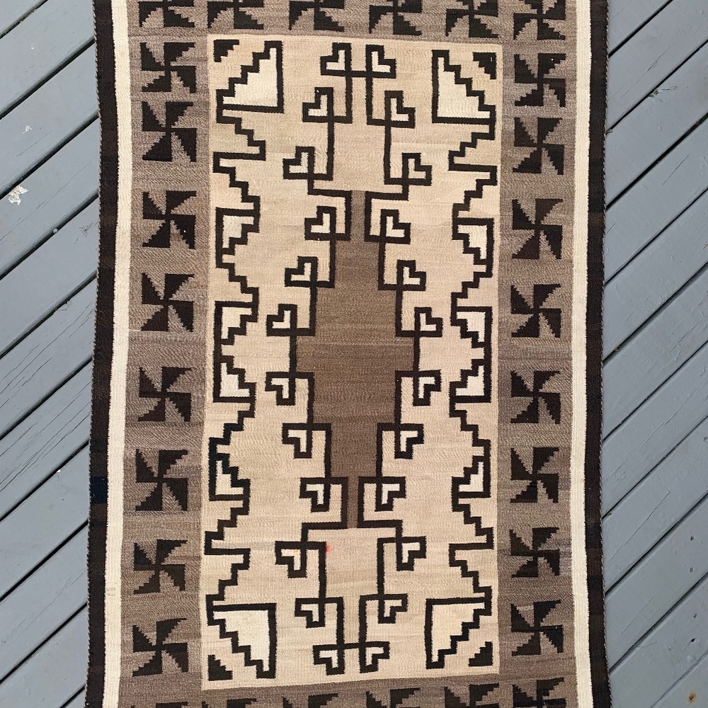 Vintage Two Grey Hills Navajo Rug